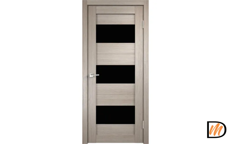 Дверное полотно Экошпон DUPLEX 5 900х2000 цвет Капучино стекло Лакобель черное Левое/Правое VD010675