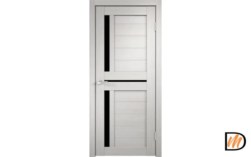 Дверное полотно Экошпон DUPLEX 3 700х2000 цвет Дуб белый стекло Лакобель черное Левое/Правое VD011239