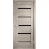 Дверное полотно Экошпон DUPLEX 800х2000 цвет Капучино стекло Лакобель черное Левое/Правое VD011498