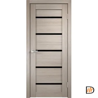 Дверное полотно Экошпон DUPLEX 800х2000 цвет Капучино стекло Лакобель черное Левое/Правое VD011498