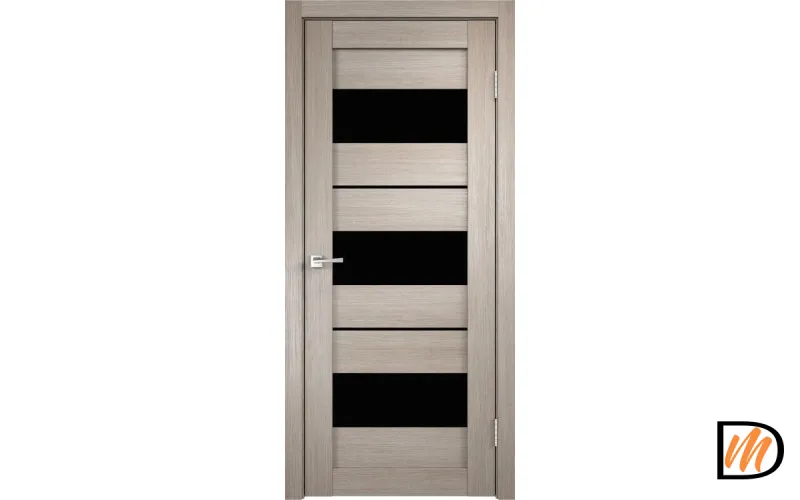 Дверное полотно Экошпон DUPLEX 12 900х2000 цвет Капучино стекло Лакобель черное Левое/Правое VD011821