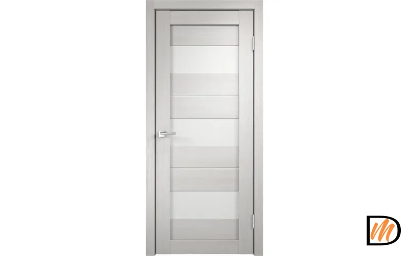 Дверное полотно Экошпон DUPLEX 12 600х2000 цвет Дуб белый стекло Лакобель белое Левое/Правое VD011823