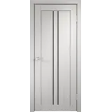 Дверное полотно Экошпон LINEA 2 700х2000 цвет Дуб белый стекло Лакобель черное Левое/Правое VD012003