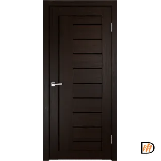 Дверное полотно Экошпон LINEA 3 900х2000 цвет Венге стекло Лакобель черное Левое/Правое VD012970