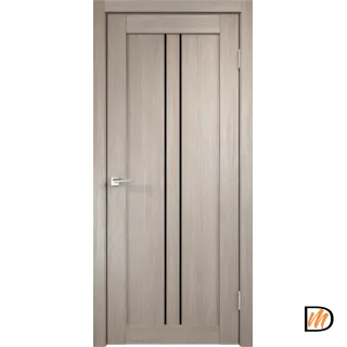 Дверное полотно Экошпон LINEA 2 600х2000 цвет Капучино стекло Лакобель черное Левое/Правое VD013142