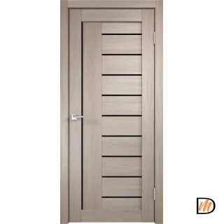 Дверное полотно Экошпон LINEA 3 700х2000 цвет Капучино стекло Лакобель черное Левое/Правое VD013147