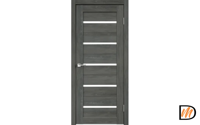 Дверное полотно Экошпон DUPLEX 800х2000 цвет Дуб шале графит стекло Лакобель белое Левое/Правое VD015828