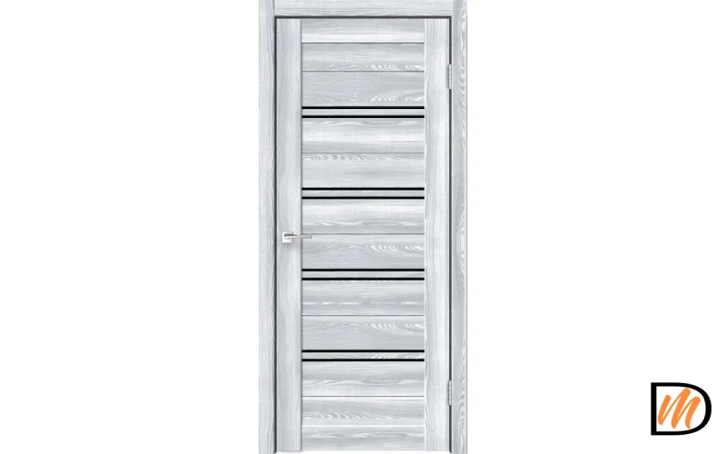 Дверное полотно Экошпон XLINE 4 900х2000 цвет Клён айс стекло Лакобель черное Левое/Правое VD016375
