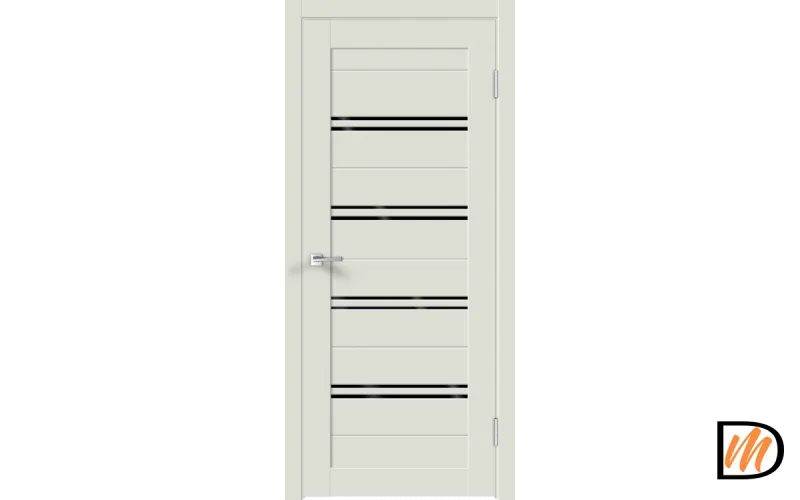 Дверное полотно Экошпон XLINE 4 700х2000 цвет Светло-серый Эмалит стекло Лакобель черное Левое/Правое VD017501