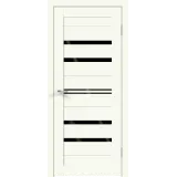 Дверное полотно Экошпон XLINE 6 800х2000 цвет Молочный Эмалит стекло Лакобель черное Левое/Правое VD018155