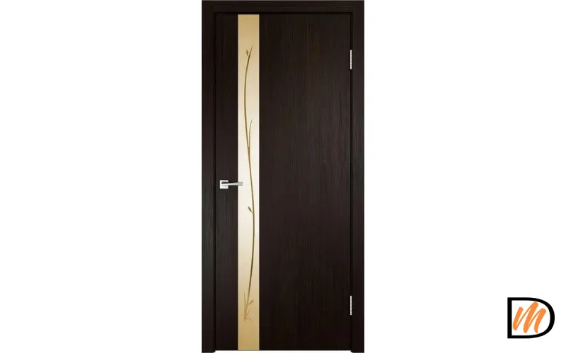 Дверное полотно Экошпон SMART Z1 600х2000 цвет Венге зеркало Веточки бронза Левое/Правое VD021150