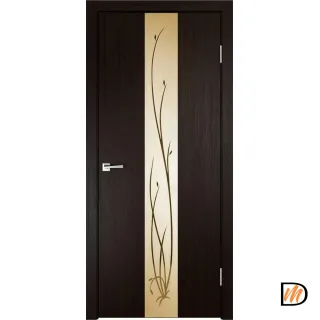 Дверное полотно Экошпон SMART Z2 600х2000 цвет Венге зеркало Веточки бронза Левое/Правое VD021170