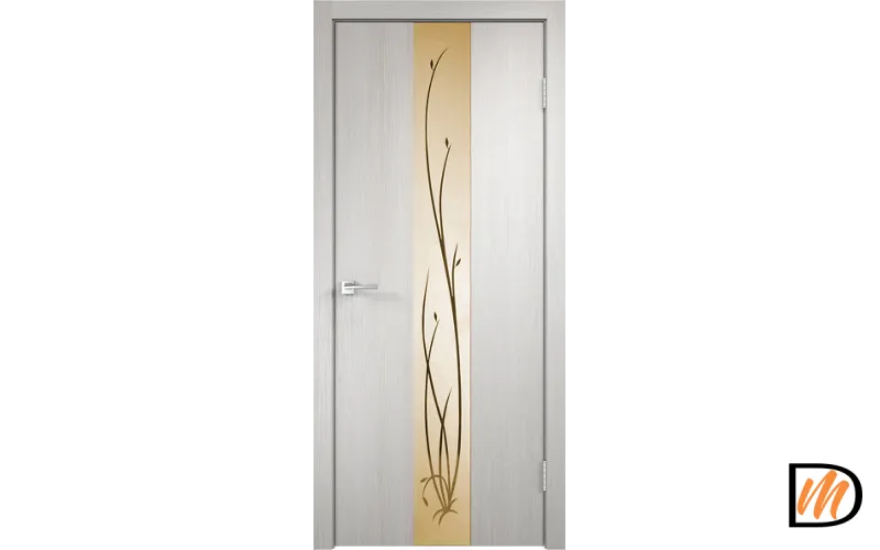Дверное полотно Экошпон SMART Z2 600х2000 цвет Дуб белый зеркало Веточки бронза Левое/Правое VD021578