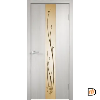Дверное полотно Экошпон SMART Z2 800х2000 цвет Дуб белый зеркало Веточки бронза Левое/Правое VD021579
