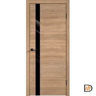 Дверное полотно Экошпон Galant Z1 700х2000 цвет Дуб Европейский горизонт стекло Лакобель черное Левое/Правое VD023563