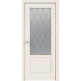 Дверное полотно Эмаль SCANDI 2V 700х2000 цвет Слоновая кость стекло РОМБ Мателюкс Правое VD1000339