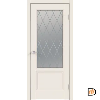 Дверное полотно Эмаль SCANDI 2V 700х2000 цвет Слоновая кость стекло РОМБ Мателюкс Правое VD1000339