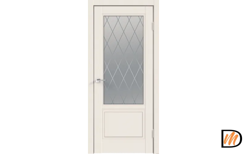 Дверное полотно Эмаль SCANDI 2V 700х2000 цвет Слоновая кость стекло РОМБ Мателюкс Правое VD1000339