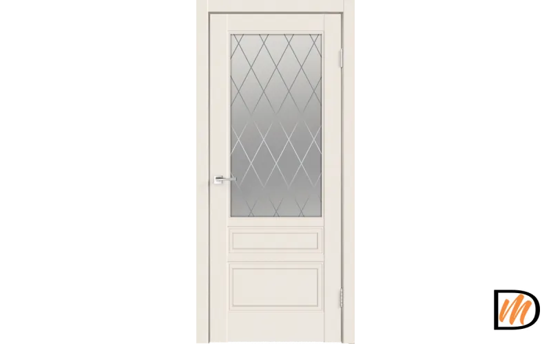 Дверное полотно Эмаль SCANDI 3V 700х2000 цвет Слоновая кость стекло РОМБ Мателюкс Правое VD1000387