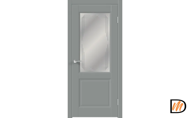 Дверное полотно EMALUX VILLA 2V 800х2000 цвет Серый Агат стекло Грани Мателюкс Левое/Правое VD1290517