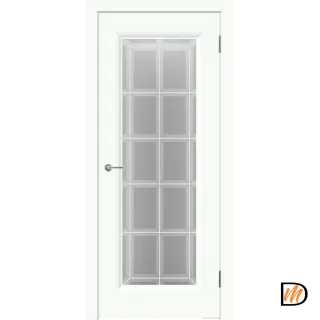 Дверное полотно EMALUX ALTO 9 со стеклом 900х2000 цвет Белый Опал стекло каленое Английская Решетка Левое/Правое VD1291180