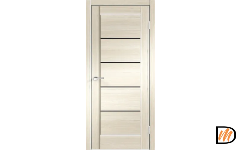 Дверное полотно Экошпон PREMIER 1 800х2000 цвет Ясень Японский стекло Лакобель черное Левое/Правое VD800023