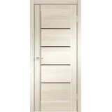 Дверное полотно Экошпон PREMIER 1 900х2000 цвет Ясень Японский стекло Лакобель черное Левое/Правое VD800024