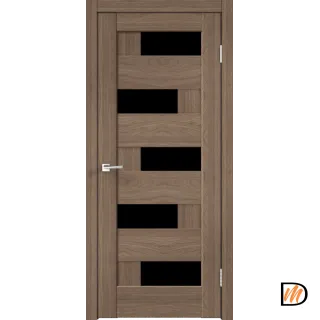 Дверное полотно Экошпон PREMIER 5 800х2000 цвет Ильм Европейский стекло Лакобель черное Левое/Правое VD800213