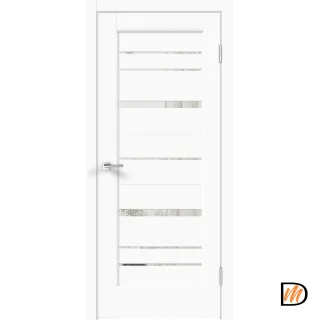 Дверное полотно Экошпон PREMIER 22 600х2000 цвет Белый Эмалит стекло Зеркало с двух сторон Левое/Правое VD804915