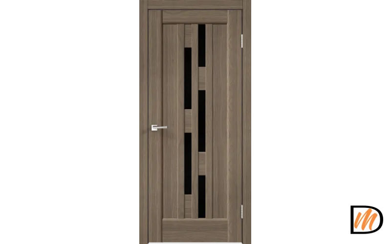 Дверное полотно Экошпон PREMIER 8 700х2000 цвет Ильм Европейский стекло Лакобель черное Левое/Правое VD805235