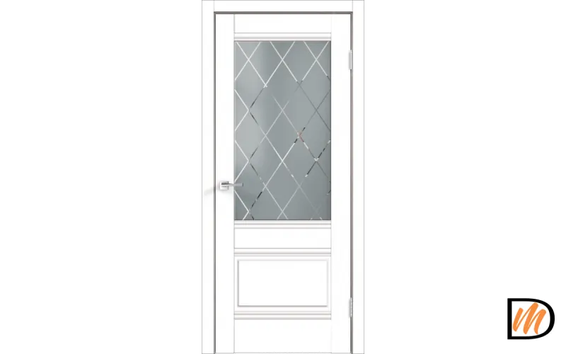 Дверное полотно Экошпон ALTO 2V 700х2000 цвет Белый Эмалит стекло РОМБ светлый Левое/Правое VD810034