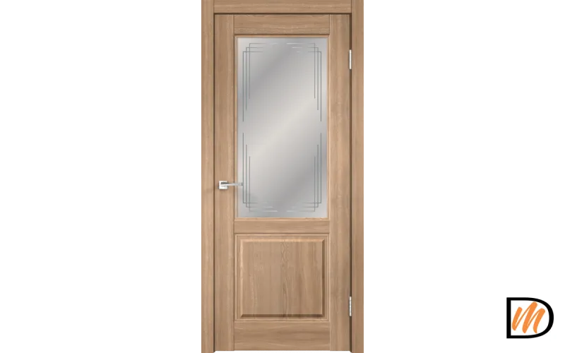 Дверное полотно Экошпон VILLA 2V 700х2000 цвет Дуб Европейский стекло Грани Мателюкс Левое/Правое VD810371
