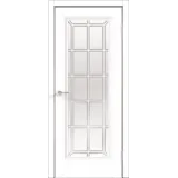 Дверное полотно Экошпон ALTO 9 со стеклом 600х2000 цвет Белый Эмалит стекло каленое Английская Решетка Левое/Правое VD810732