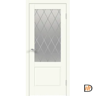 Дверное полотно Экошпон ALTO 11 2V 800х2000 цвет Молочный Эмалит стекло РОМБ светлый Левое/Правое VD811400