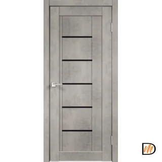 Дверное полотно Экошпон NEXT 3 900х2000 цвет Муар светло-серый стекло Лакобель черное Левое/Правое VD820032