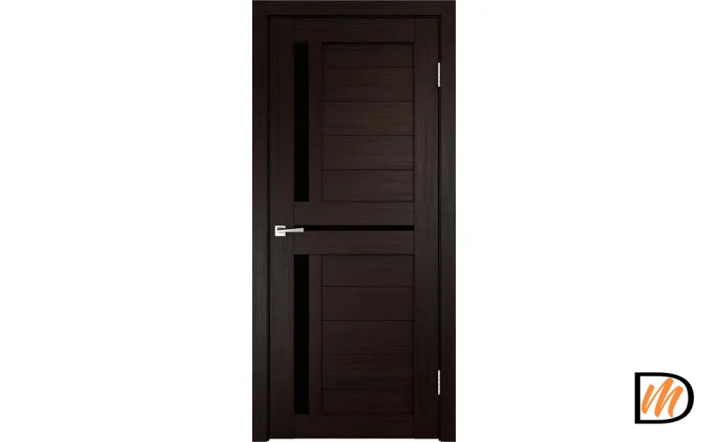 Дверное полотно Экошпон DUPLEX 3 900х2000 цвет Венге стекло Лакобель черное Левое/Правое VD011153