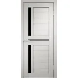 Дверное полотно Экошпон DUPLEX 3 900х2000 цвет Дуб белый стекло Лакобель черное Левое/Правое VD011242
