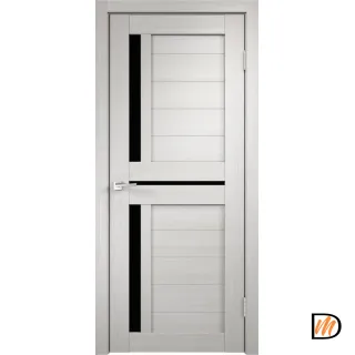 Дверное полотно Экошпон DUPLEX 3 900х2000 цвет Дуб белый стекло Лакобель черное Левое/Правое VD011242