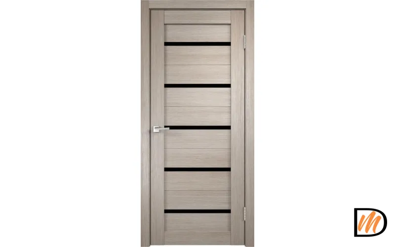 Дверное полотно Экошпон DUPLEX 900х2000 цвет Капучино стекло Лакобель черное Левое/Правое VD011500