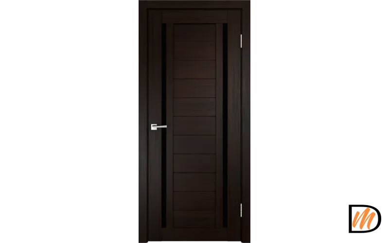 Дверное полотно Экошпон DUPLEX 2 600х2000 цвет Венге стекло Лакобель черное Левое/Правое VD011502