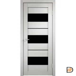Дверное полотно Экошпон DUPLEX 12 800х2000 цвет Дуб белый стекло Лакобель черное Левое/Правое VD011830