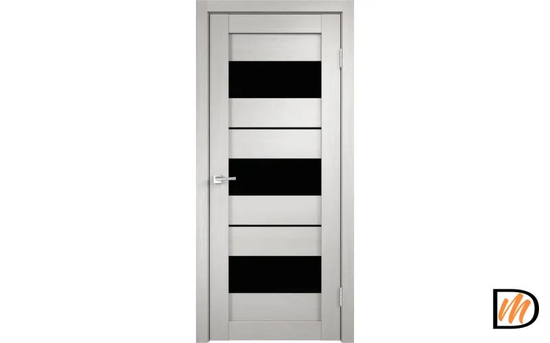 Дверное полотно Экошпон DUPLEX 12 800х2000 цвет Дуб белый стекло Лакобель черное Левое/Правое VD011830