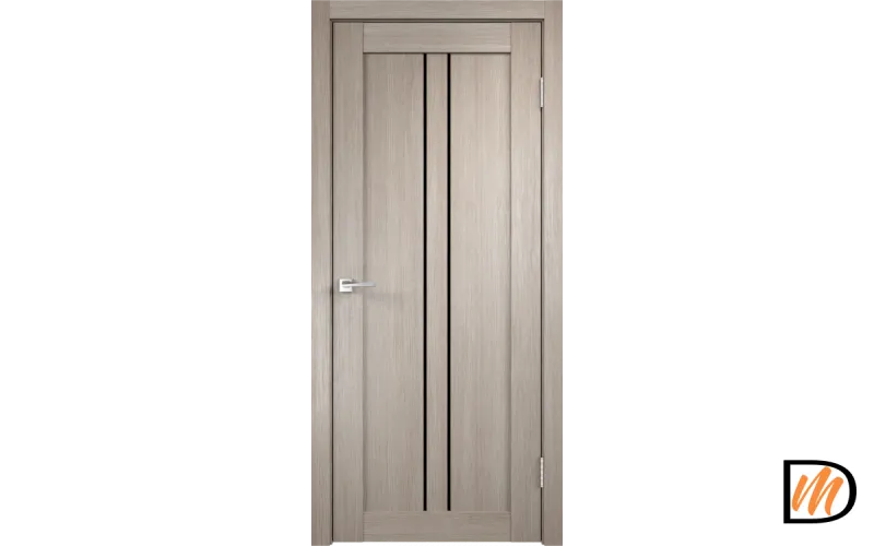 Дверное полотно Экошпон LINEA 2 800х2000 цвет Капучино стекло Лакобель черное Левое/Правое VD013144