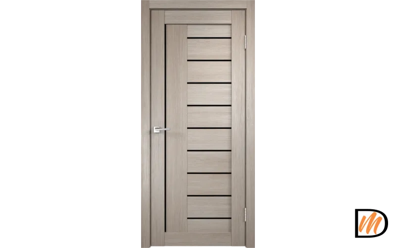 Дверное полотно Экошпон LINEA 3 800х2000 цвет Капучино стекло Лакобель черное Левое/Правое VD013148