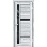 Дверное полотно Экошпон XLINE 1 700х2000 цвет Клён айс стекло Лакобель черное Левое/Правое VD016365