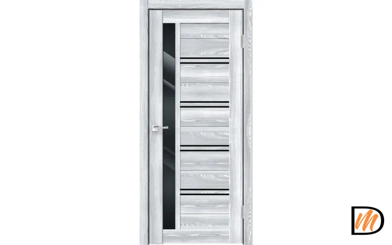 Дверное полотно Экошпон XLINE 1 700х2000 цвет Клён айс стекло Лакобель черное Левое/Правое VD016365