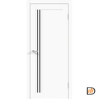 Дверное полотно Экошпон XLINE 8 700х2000 цвет Белый Эмалит стекло Лакобель черное Левое/Правое VD017426