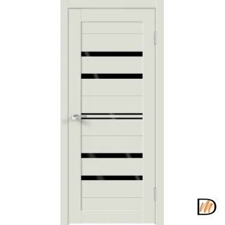 Дверное полотно Экошпон XLINE 6 900х2000 цвет Светло-серый Эмалит стекло Лакобель черное Левое/Правое VD018157