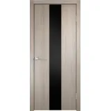 Дверное полотно Экошпон SMART Z2 600х2000 цвет Капучино стекло Лакобель черное Левое/Правое VD020990
