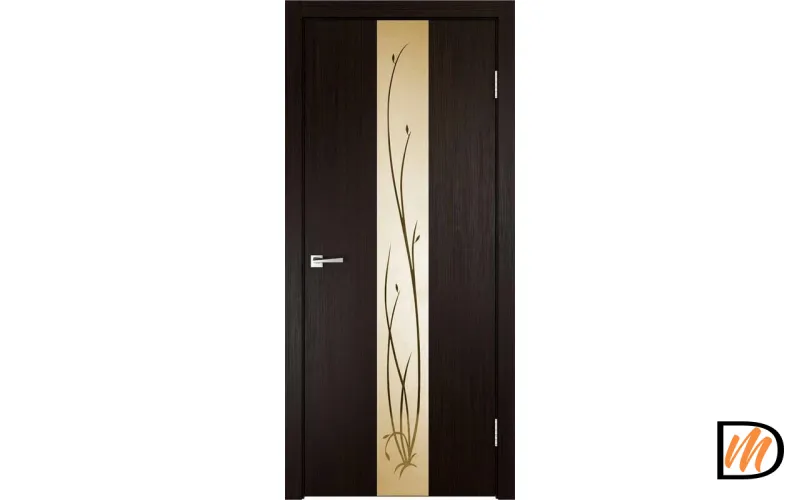 Дверное полотно Экошпон SMART Z2 700х2000 цвет Венге зеркало Веточки бронза Левое/Правое VD021171